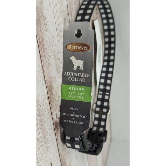 Retriever Adjustable Collar Medium 12”-18” Neck Size Green White Plaid Nylon - Picture 6 of 7